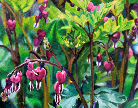 painting of pink flowers