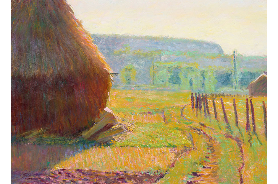 Theodore Earl Butler (American, 1861 – 1937) Grainstacks, Giverny, ca. 1897 Oil on canvas 21 ¼ x 28 ¾ inches Framed: 29 3/16 x 36 ⅞ inches Collection of the Dixon Gallery and Gardens; Museum purchase by the Dixon Life Members Society, 1991.4